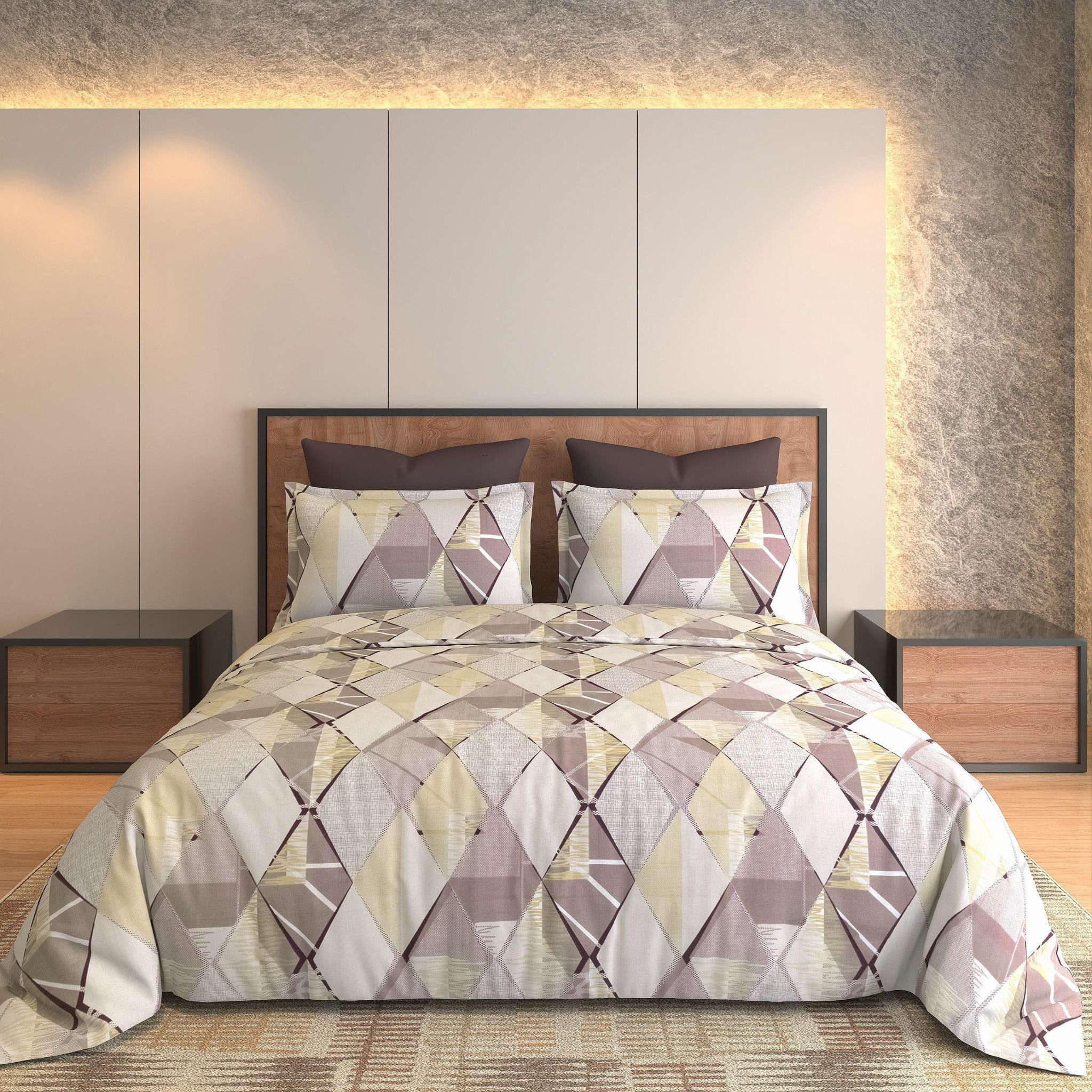 Modern Geometric Diamond Bedsheet Set