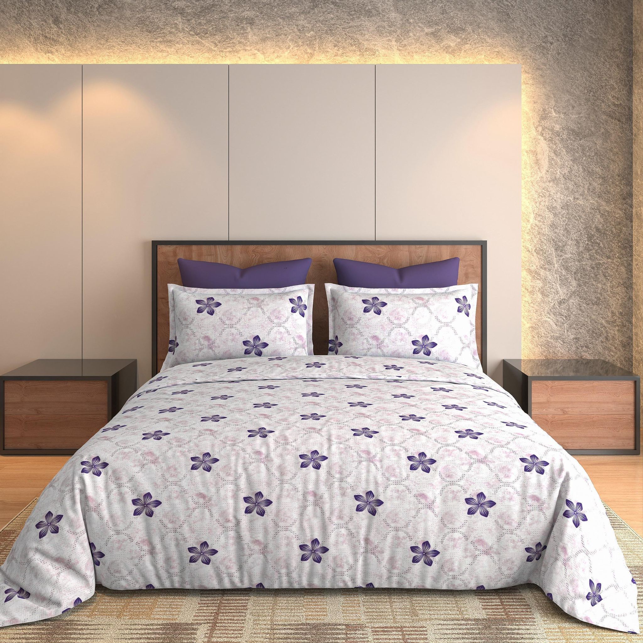 Royal Violet Meadow Bedsheet Set