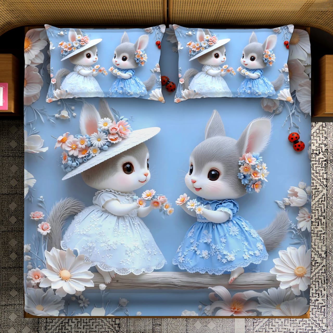 Enchanted Meadow Bunny Bedsheet Set
