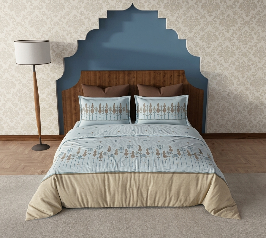 Luxe Blue Floral Bedsheet Set