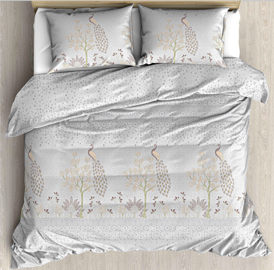 Ivory Peacock Luxe Bedsheet Set