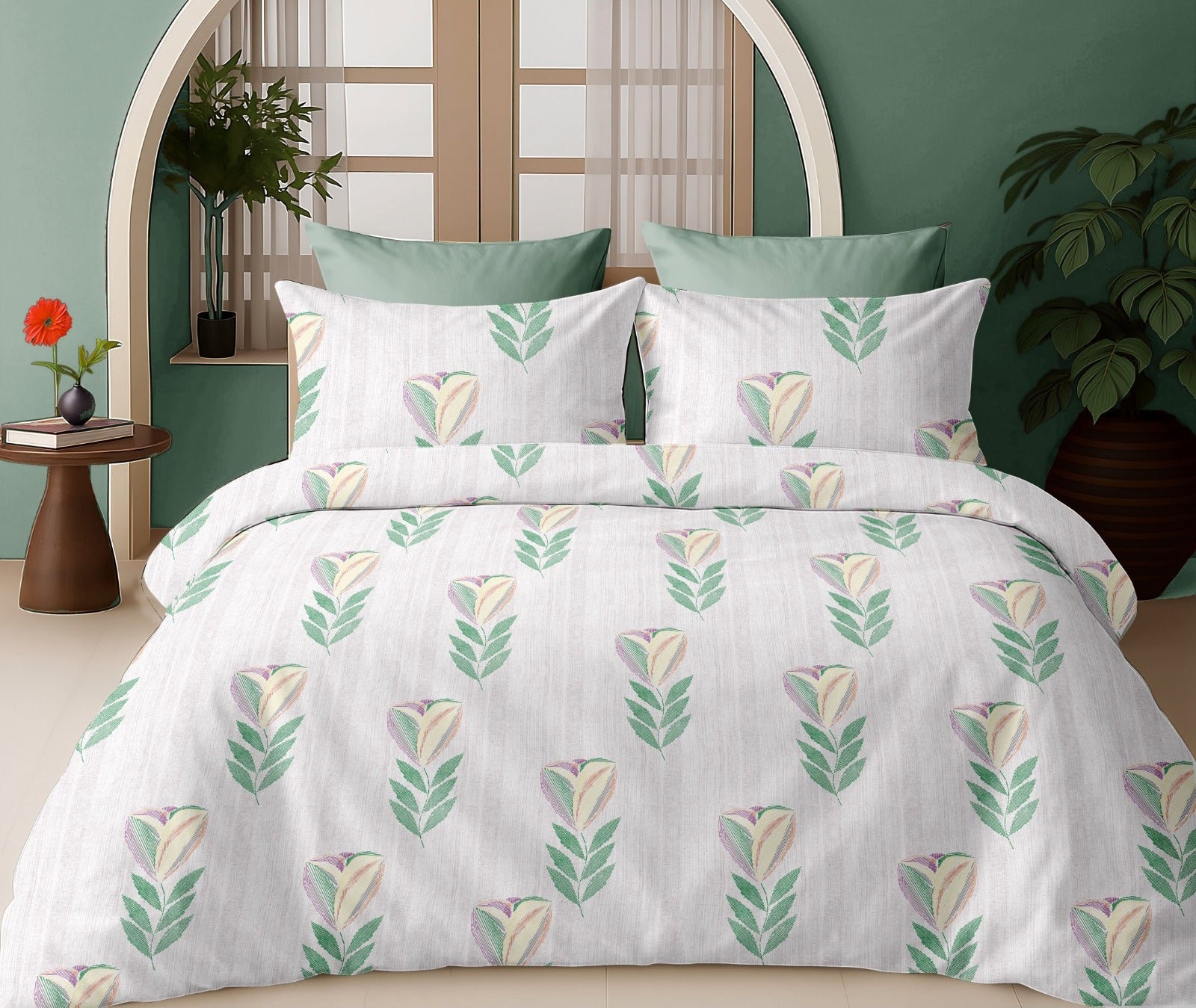 Serene Tulip Garden Quilt Cover Set