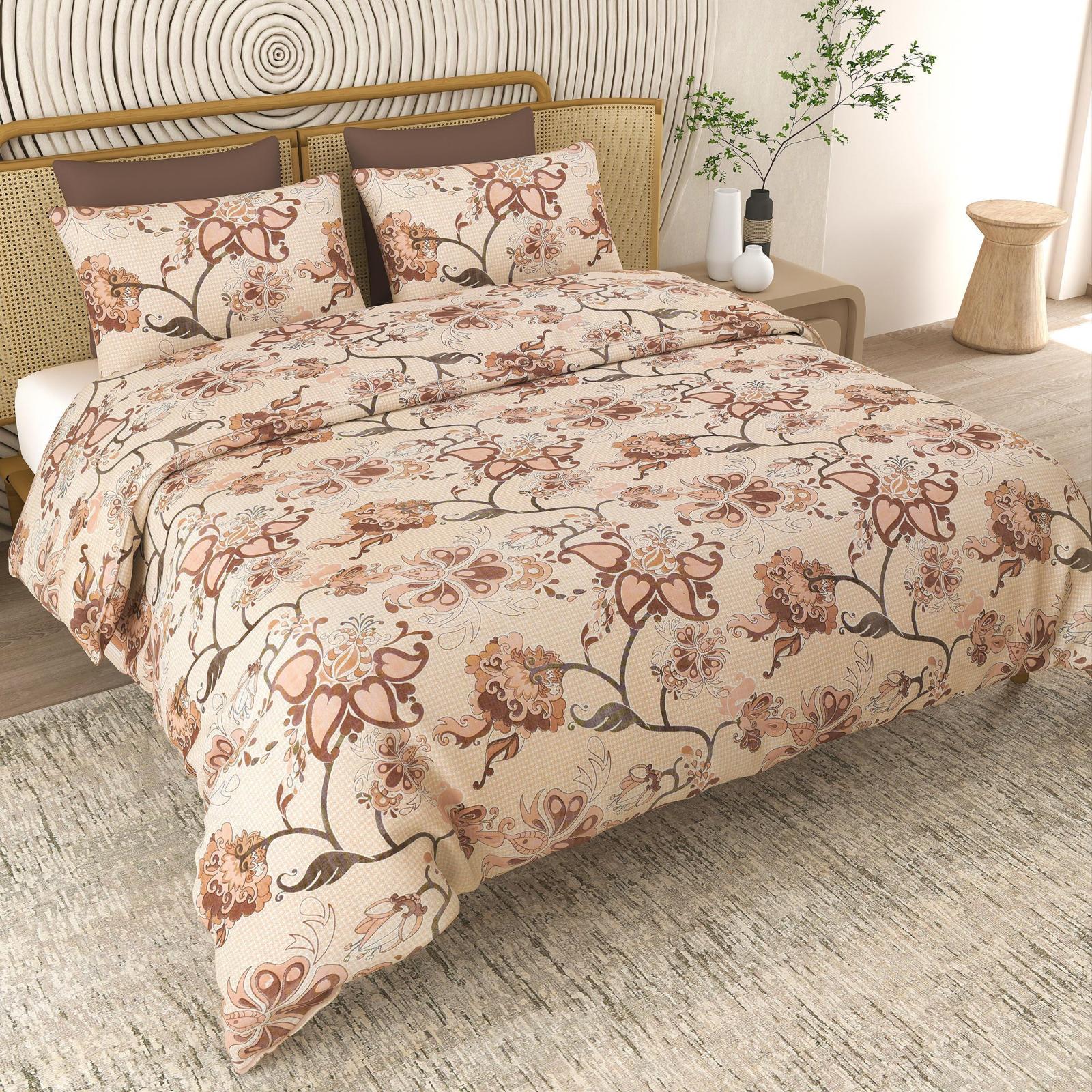 Peach Floral Petals Bedsheet Set