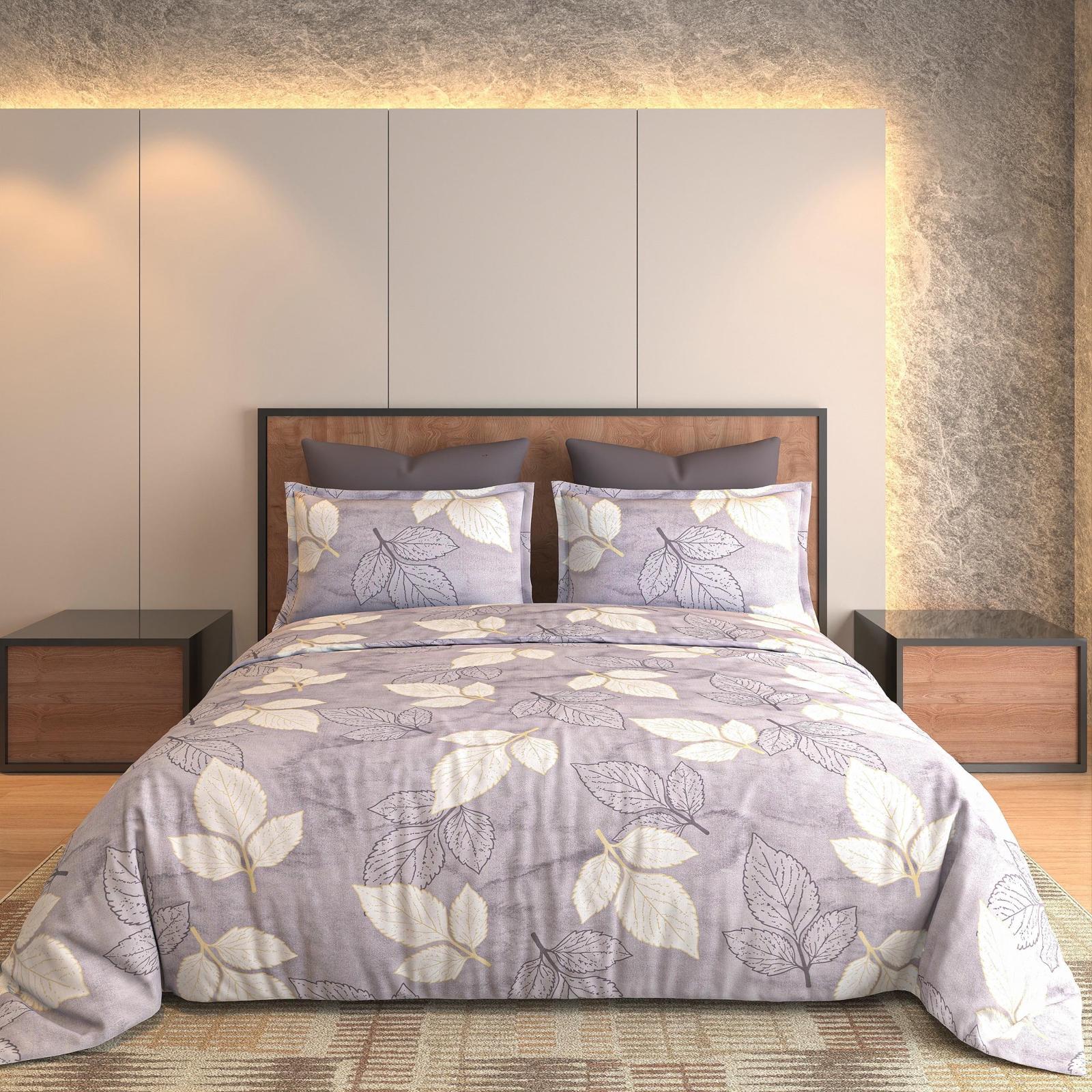 Silver Grey Foliage Bedsheet Set
