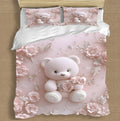 Pink Petal Teddy Bedsheet Set